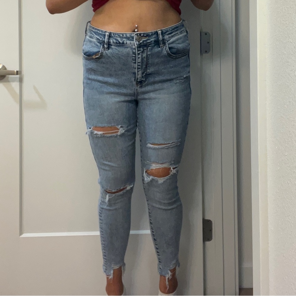 American Eagle Outfitters Next Level Stretch Distressed Skinny Jeans